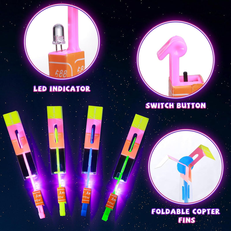 24 Sets LED Flying Toys Glow in the Dark Party Supplies for Kids 8-12, Birthday and Christmas Gifts
