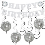 Silver Disco Balloons 10PC Set 10in & 18in Round Balloons 70s 80s Theme Party Decorations