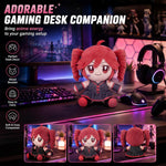 Collectible Pink Drill Twin Tail Girl Plush 22cm, Cute Anime Plush Character with 3D Twin-Drill Hair, Red and Black Outfit Figure Stuffed, Soft Anime Plushie Pillow Gift for Fans & Collectors