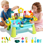 Ploomi 2026 Upgraded Water Table for Toddlers 1-3 - Outdoor Toys for Kids Ages 4-8 with Pump, Summer Outside Sensory Activity Pool Toys, Kitchen Play Sink Toy with Running Water, Fishing Toy, Pink