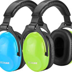 ZOHAN Kids Ear Protection 2 Pack, 25dB NRR Noise Cancelling Headphones for Kids, with Pillowy Pads, for Monster Truck, School, Autism, Sensory, Fireworks, Concerts, Events (Blue+Green)