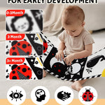 Tummy Time Toys, High Contrast Baby Book with Mirror & Teether for Newborn | Black and White Baby Toys for infant 0-6-12 Months, Visual Stimulation Soft Sensory Books, Baby Boy Girl Shower Gift