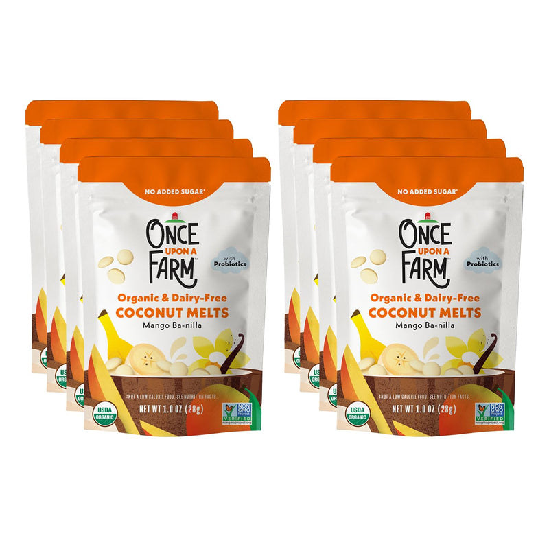 Once Upon A Farm Organic Coconut Melts with Probiotics, Strawberry Banana, Dairy Free, Non GMO, Kosher, 1 Ounces (Pack of 8) | Once Upon A Farm Organic Coconut Melts with Probiotics, Strawberry Banana, Dairy Free, Non GMO, Kosher, 1 Ounces, 8 Pack