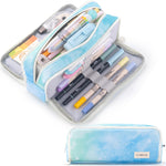 CICIMELON Large Capacity Pencil Case 3 Compartment Pouch Pen Bag for School Teen Girl Boy Men Women (Pink)