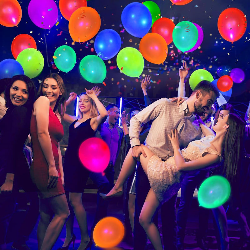 100 Pcs UV Neon Balloons for Birthday Decorations, Wedding Glow Party Supplies, Blacklight Reactive Fluorescent Balloons