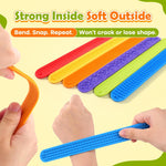 Sensory Fidget Toys for Kids: Textured Silicone Slap Bracelets 6 Pack, Stress Relief Fidgets for Autism ADHD, Wearable Sensory Toys for Adults Office Desk, Calm Down Travel Airplane Toys
