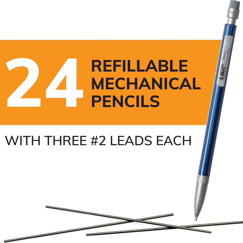 BIC Xtra-Precision Mechanical Pencils with Erasers, Fine Point (0.5mm), 24-Count Pack Mechanical Drafting Pencil Set