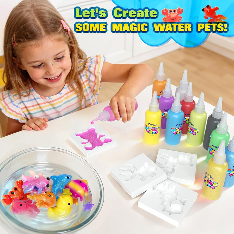 Coodoo Magic Water Elf Toy Craft Kits, Aqua Fairy Water Gel DIY Squishies Squishy Maker Toddler Kids Toys for Girls Boys Toys Birthday Gifts, Art Supplies Arts and Crafts for Kids Ages 4-6 4-8 8-12