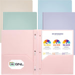 GNL Plastic Folders with Pockets and Prong, Pack of 5, Muted Pastel Colors, Heavy Duty 2 Pocket File Folders Letter Size, Folders with Prongs for School, Home, and Office
