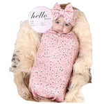 Galabloomer Newborn Receiving Blanket Headband Set Baby Flower Swaddle