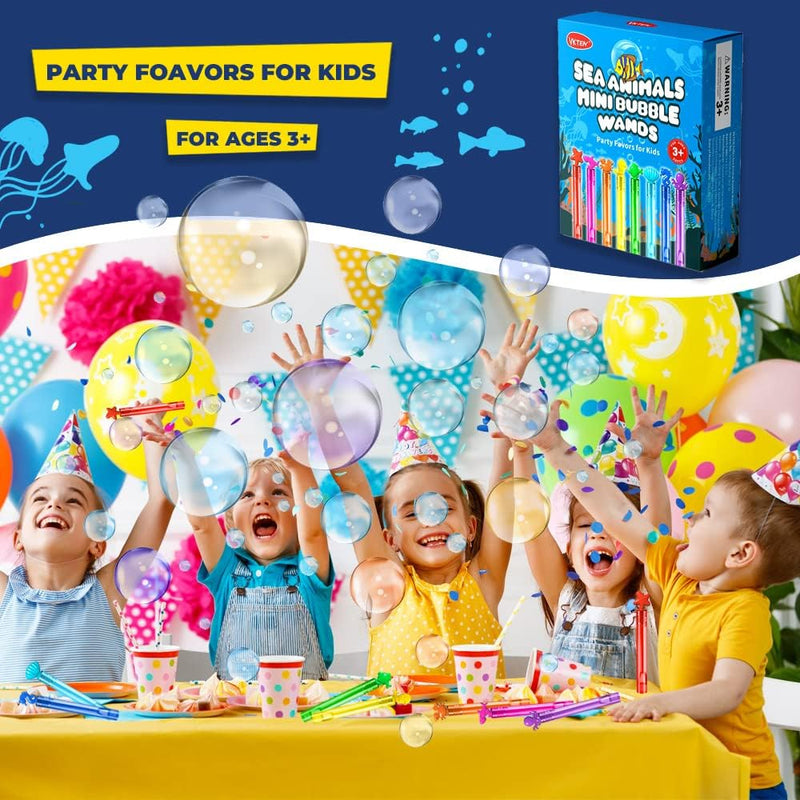 VKTEN 32Pcs Sea Mini Bubble Wands, 8 Styles 8 Colors for Kids' Themed Birthday Parties and Outdoor Fun