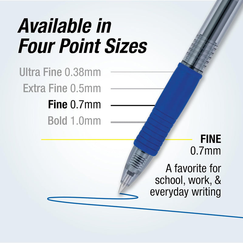 Pilot G2 Premium Gel Roller Pens, Fine Point 0.7 mm, Blue Ink Pens Fine Point, Pack of 12 - Ideal for School, Journaling, and Office Writing
