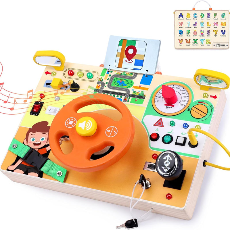 Grarain Busy Board: Montessori Educational Toy for 1-3 Year Olds, Sensory Learning Activity for Autism