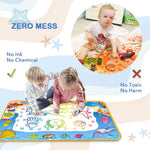 water doodle mat for kids with 6 magic pens, reusable, no ink, no paint, water-resistant