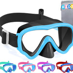 Vvinca Kids Swim Goggles with Nose Cover, Snorkel Diving Mask Fabric Strap Anti Fog Anti Shattered Lens Goggles for Kids 3-15