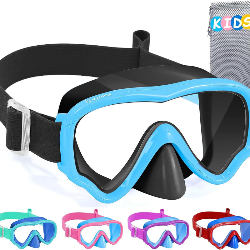 Vvinca Kids Swim Goggles with Nose Cover, Snorkel Diving Mask Fabric Strap Anti Fog Anti Shattered Lens Goggles for Kids 3-15