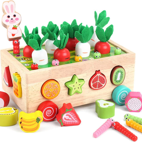 Montessori Wooden Educational Toys: Shape Sorting, Fruit Recognition, and Fine Motor Skills for 1-3 Year Olds