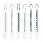 4-Pack Silicone Pacifier Clips with One-Piece Beads for Baby Boys and Girls - Flexible and Rust-Free Holders for Teething Relief and Baby Essentials, Safe for Newborns (Grey)
