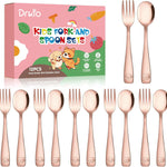 12Pcs Stainless Steel Toddler Utensils Small Metal Kids Silverware | Food-grade, Ideal Transitional Baby Forks and Spoons, Cute pattern, Designed for Children, Dishwasher Safe, Mirror Polished