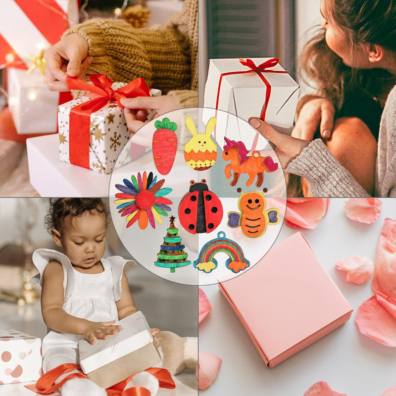 DIY Wooden Magnet 36 Art Craft Supplies Painting Kit for Kids Ages 4-8 8-12 | Party Favors for Boys Girls Birthday Easter Crafts Gifts Toys Basket Goodie Bag Stuffers