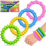Sensory Fidget Toys Kids Toddlers - 4 Pack Chew Sensory Silicone Bracelets | Calming Autism Quiet Fidgets & Texture Stress Silent Toys for Classroom Prizes | Travel Gifts for Student Adults
