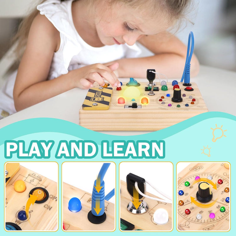 Hoarosall Montessori Busy Board for 1-3 Year Old Boys and Girls, Travel Educational Learning Toy