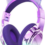 QearFun Kids Cat Ear Bluetooth Headphones, 60H, 74/85/94dB Volume Limit | Wireless headphones for kids with mic, fast charging, foldable design, wired mode for girls boys, school, tablet, travel