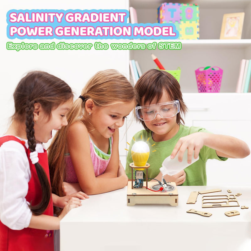 Poraxy STEM Science Kit for Kids Ages 8-10, 5 Set 3D Wooden Puzzles and DIY Educational Science Building Kits