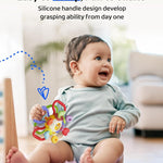Baby Montessori Silicone Teething Toy with Rattle - Safe, BPA-Free for Teething Relief & Sensory Play, 0-12 Months