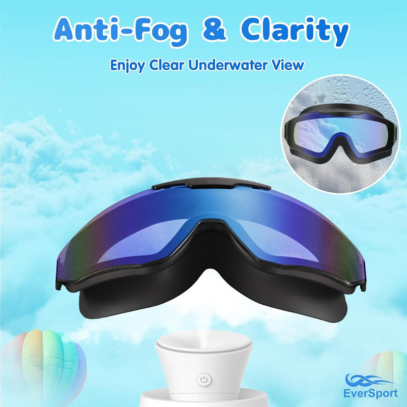 EverSport 2 Pack Kids Swim Goggles Age 8-16 Extra Silicone Layer, Swimming Goggles for kids Teen Youth Children Boys Girls