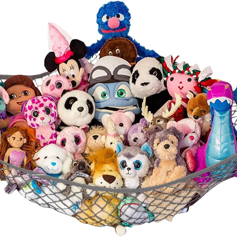 Stuffed Animal Hammock 2 Pack | Corner Stuffed Animal Storage & Plushie Net | Toy Hammock for Stuffed Animals | Holds 12lbs | Easy Hang, All Hardware Included | White Bedroom Decor | by Lilly's Love