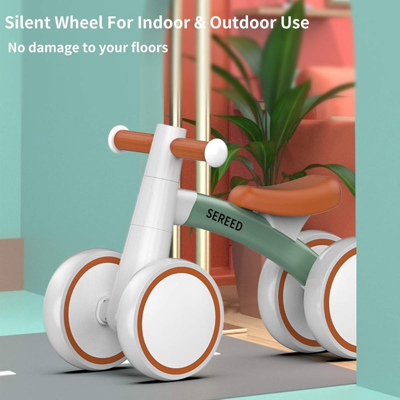 SEREED Baby Balance Bike for 1-2 year olds, Aluminum Frame, 4 Wheels, Sturdy and Comfortable Design