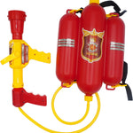 4E's Novelty Firefighter Backpack Water Gun Blaster for Kids- Tank with Hose Shooter, Super Water Squirt Suitable for Outdoor Play Boys & Girls, Fireman Pretend Play