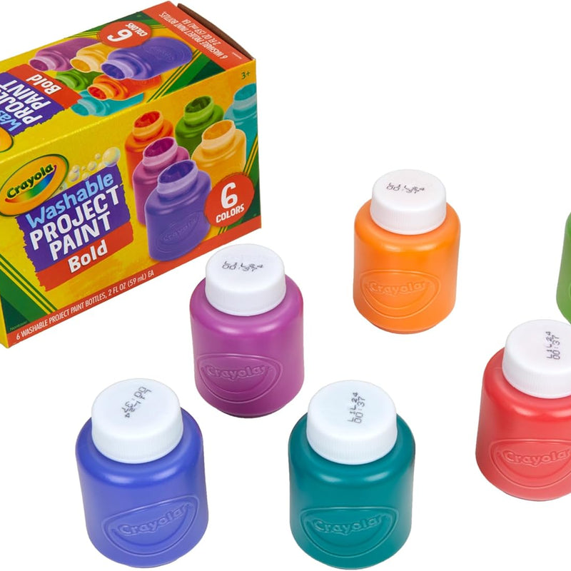 Crayola washable kids paint 6ct, school supplies for toddlers, ages 3+