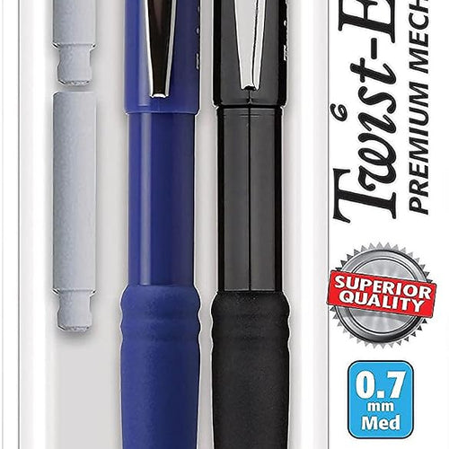 Pentel Twist-Erase III Mechanical Pencil, (0.7mm), Assorted Barrel Colors with 2 Eraser Refills, Pack of 2 (QE517BP2)