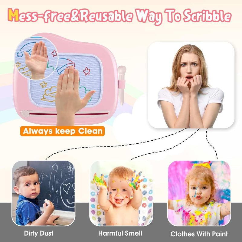 smasiagon magnetic drawing board for kids toddler toys 1-2 year old girl portable doodle pad