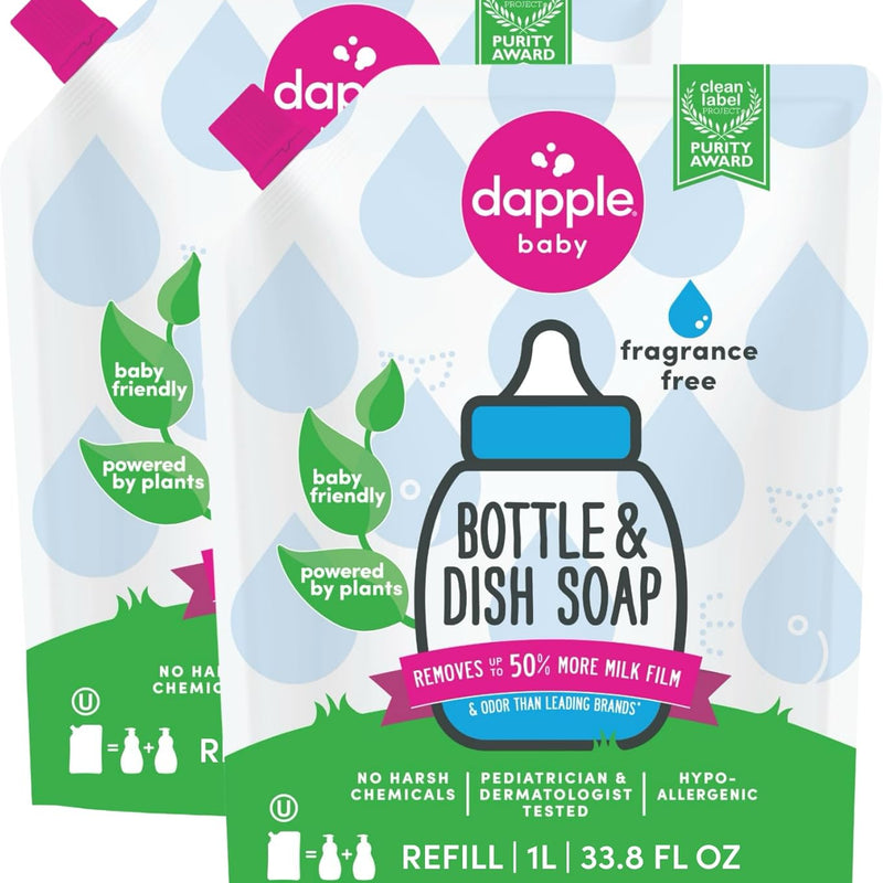 Dapple Baby Travel Cleaning Kit - 5 Piece- Baby Bottle & Dish Soap, Bottle Brushes, and Drying Rack - Newborn Essentials