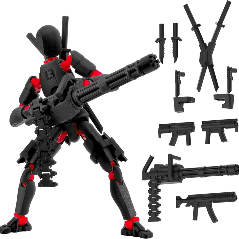 Gatling Gun Titan 13 Action Figure Set【Assembled】, Robot T Action Figure 3D Printed Dummy 13 Action Fidget Toys Figure Articulated, Lucky 13 for Collectors Desktop Decorations (Purple Blue)