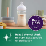 Philips Avent Glass Natural Bottle with Natural Response Nipple, Baby Gift Set, SCD858/01 | 3x 4oz & 2x 8oz Borosilicate Glass Bottles, Baby-Controlled Flow, No-Drip Design, Anti-Colic Valve, BPA-Free, SCD858/01