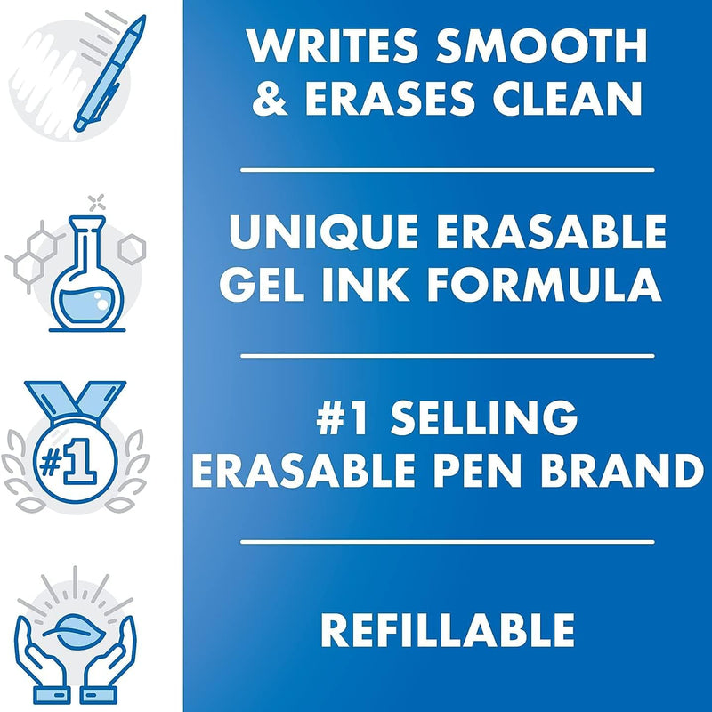 Pilot, FriXion Clicker Erasable Gel Pens, Fine Point Pens 0.7 mm, Pack of 12, Black