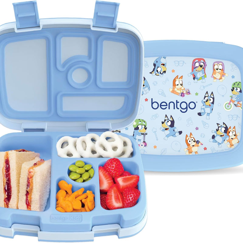 Bentgo + BLUEY Kids Prints Leak-Proof, 5-Compartment Bento-Style Kids Lunch Box - Ideal Portions for Ages 3-7, Durable, Drop-Proof, Dishwasher Safe, & PFAS & BPA-Free Materials (Hearts & Crafts)