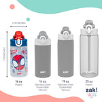Zak Designs Marvel Spider-Man Sage 16oz Leak-Proof Straw Kids Water Bottle | BPA Free Durable Plastic, Cupholder Friendly, Dishwasher Safe, Easy to Clean, Lid Lock, Handle, For School, Home, Travel