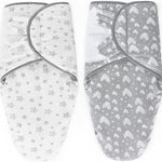Biloban Baby Swaddles 0-3 Months for Boy Girls, Baby Swaddle | Newborn Swaddle, Cotton Swaddle Blanket, Baby Essentials, Lovely Grey Print, 2 Pack