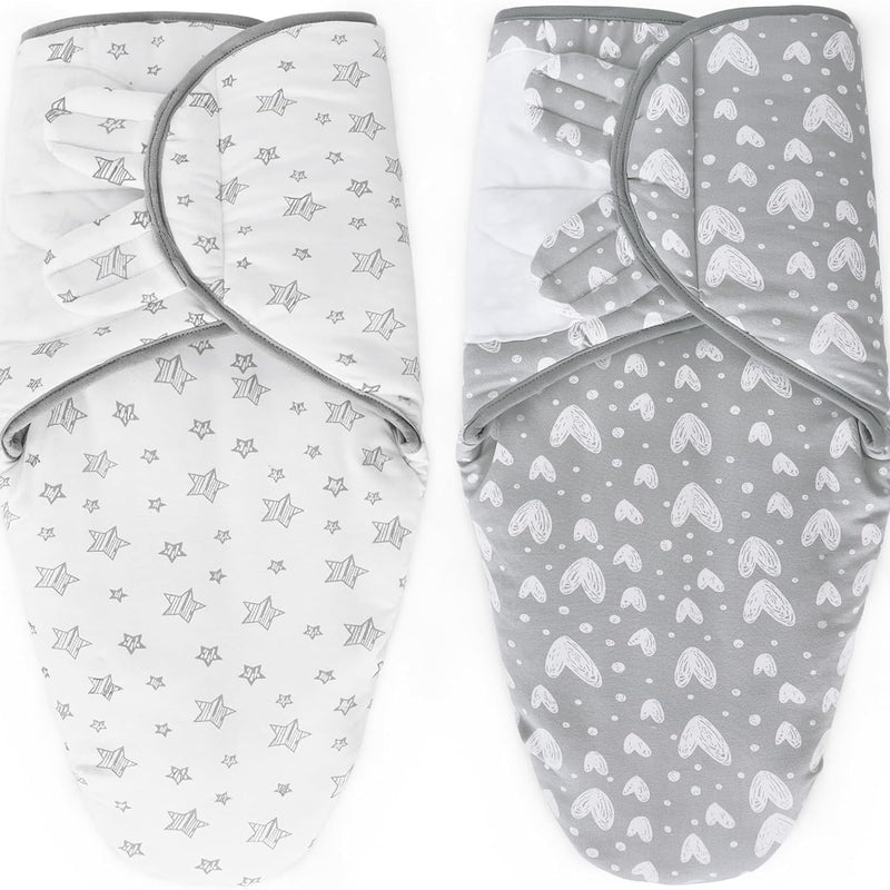 Biloban Baby Swaddles 0-3 Months for Boy Girls, Baby Swaddle | Newborn Swaddle, Cotton Swaddle Blanket, Baby Essentials, Lovely Grey Print, 2 Pack