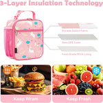 FlowFly Kids Lunch box Insulated Soft Bag Mini Cooler Back to School Thermal Meal Tote Kit for Girls, Boys, Unicorn