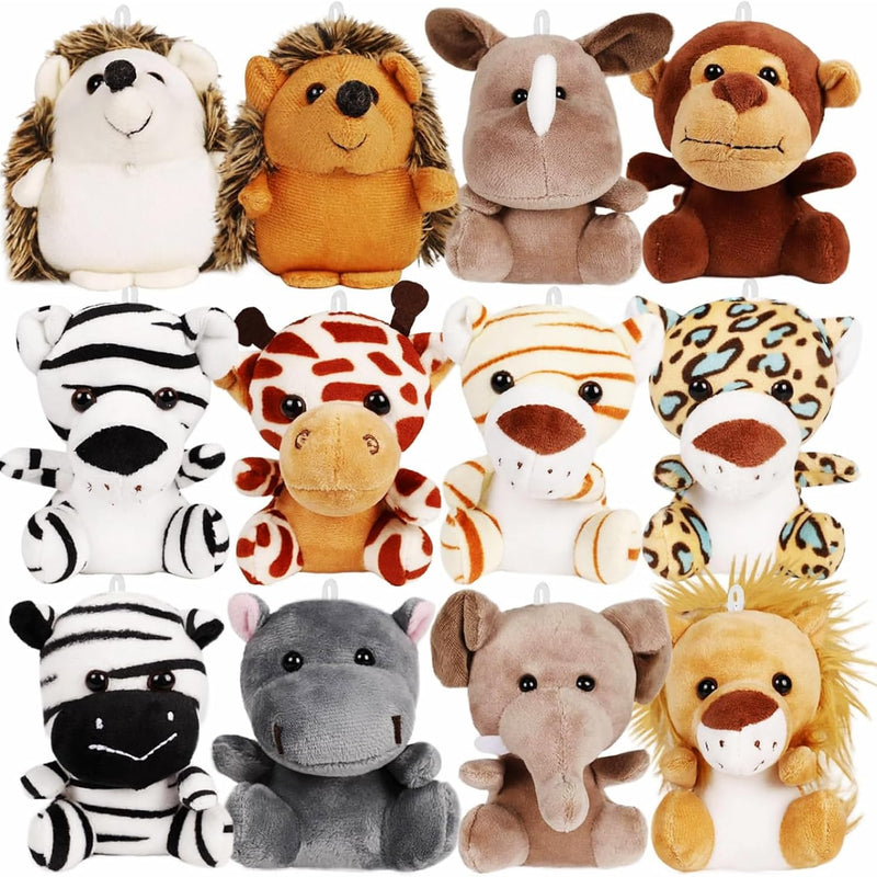 12 Pack Small Stuffed Animals Bulk, 4.5 Inch Mini Plush Toys, Treasure Box Toys for Classroom, Party Favors for Kids, Plush Keychain, Claw Machine Prizes, Baby Shower Decorations