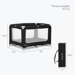 Dream On Me Zodiak Portable Playard, Compact for Travel, Carry Bag, Black | Removable 1" Mattress Pad, Mesh Sides, Quick Fold, 30 Lb Limit - ASTM Tested for Infants & Toddlers, Indoor & Outdoor Use