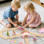 Lehoo Castle Unicorn Train Set for Toddlers 2-4, Wooden Train Track Toy for Girls