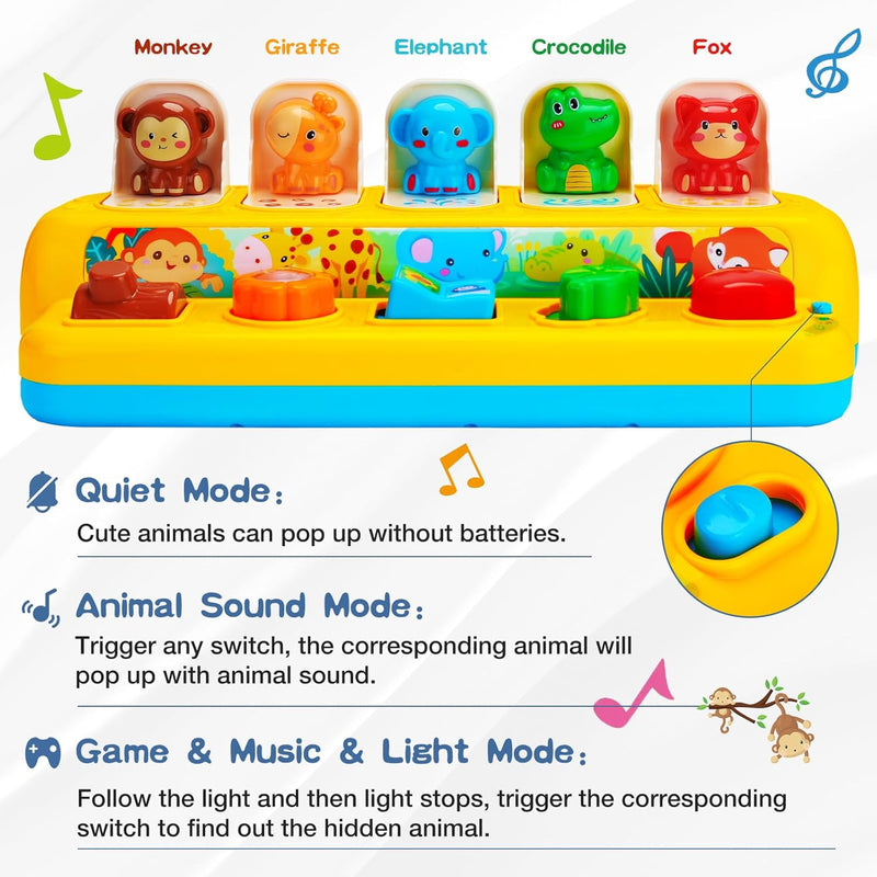 montessori pop up animal toys with music & light ages 1-2 years