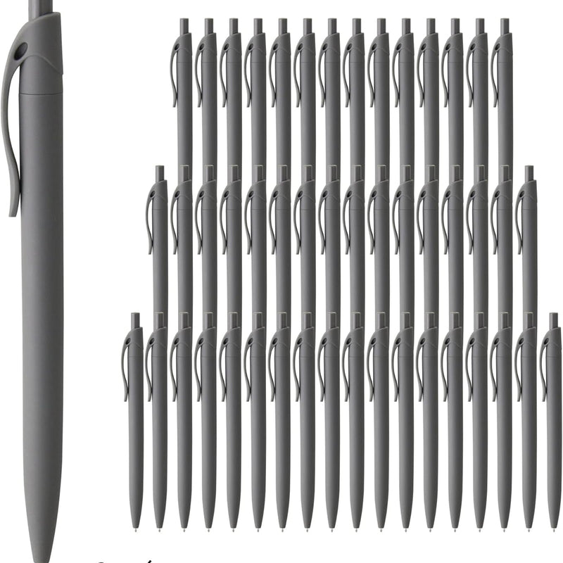 deegtran Pens Bulk, 50 Pack No Bleed Grey Barrel Black Ink Click Pens, Wholesale Retractable Ballpoint Pens, Pen Medium Point, Smooth black Ink Pen, 1.0MM